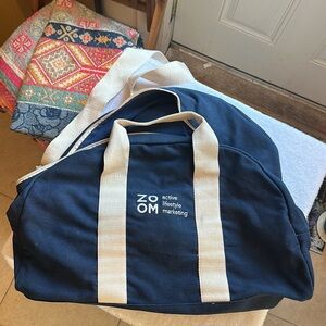 Zoom blue Duffel Bag with White Straps